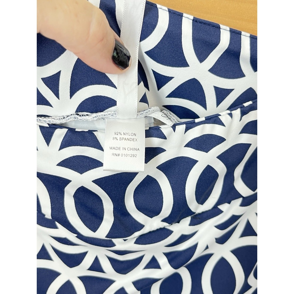 Lulu-B Skort Navy White Abstract Geometric Stretch Pull-On Swim Active Sz Sm - Picture 5 of 9